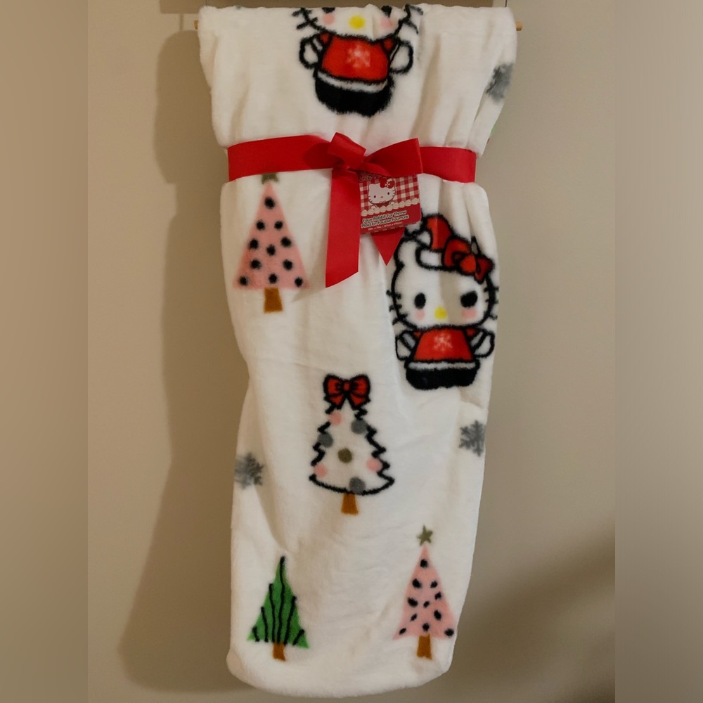 Hello Kitty faux rabbit fur Christmas tree Throw Blanket 🌲